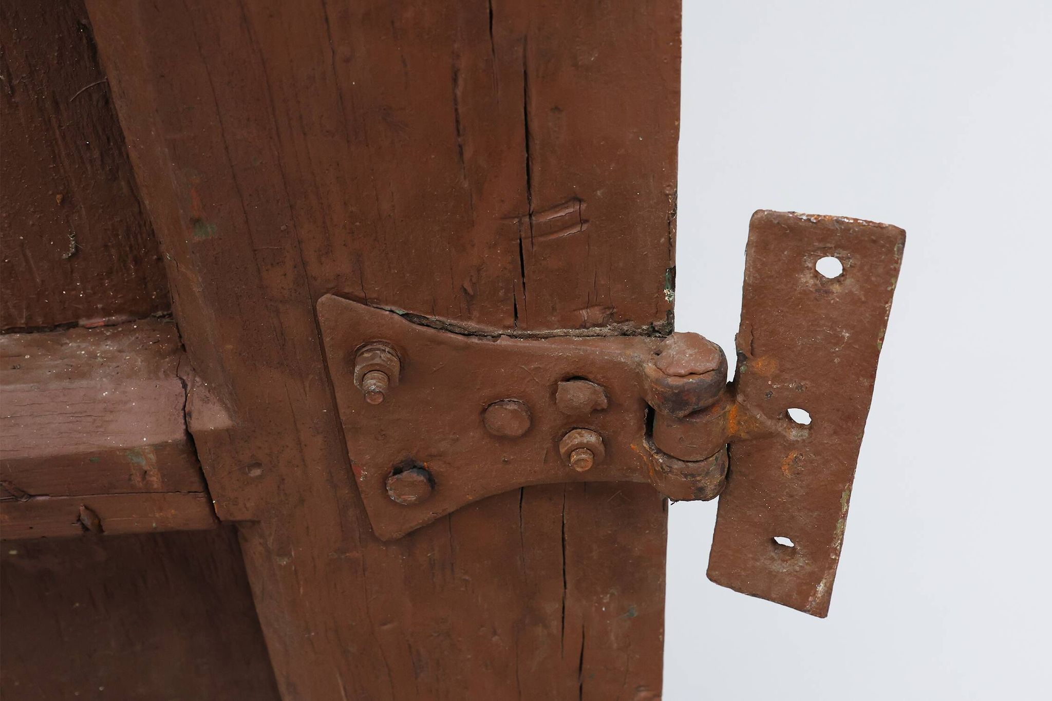 Large 17th century Monastery doors in terracotta lacquered oak, Portugal