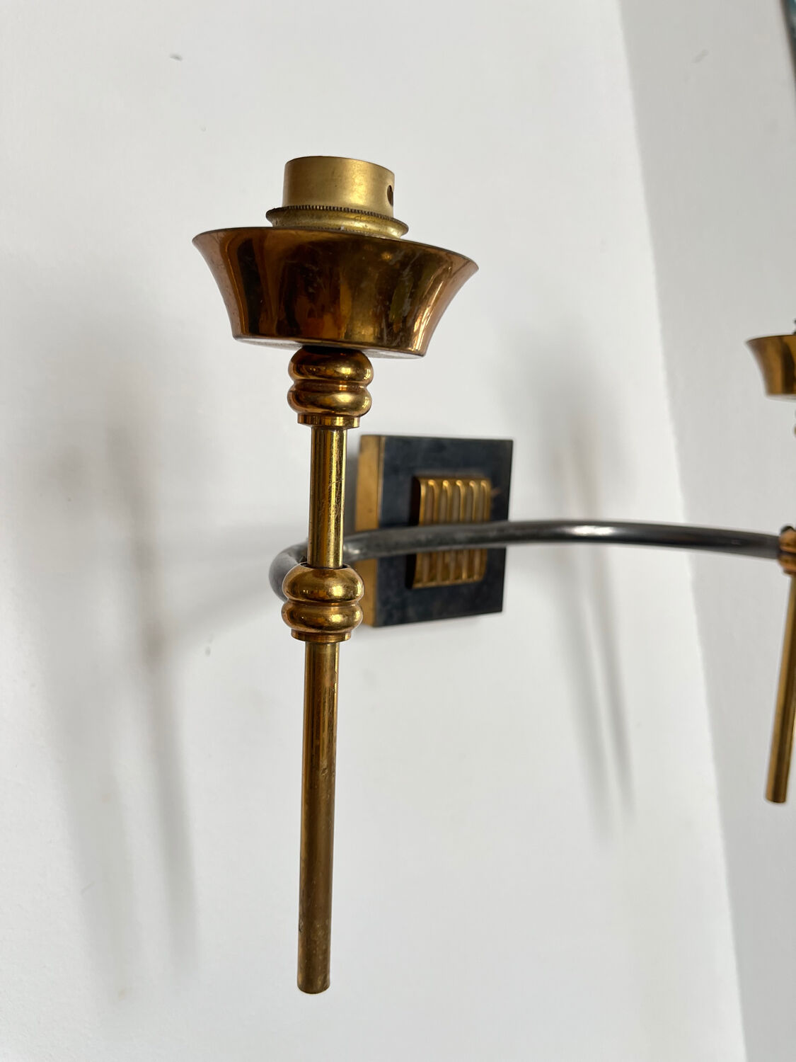 Double metal wall light in Jansen house style