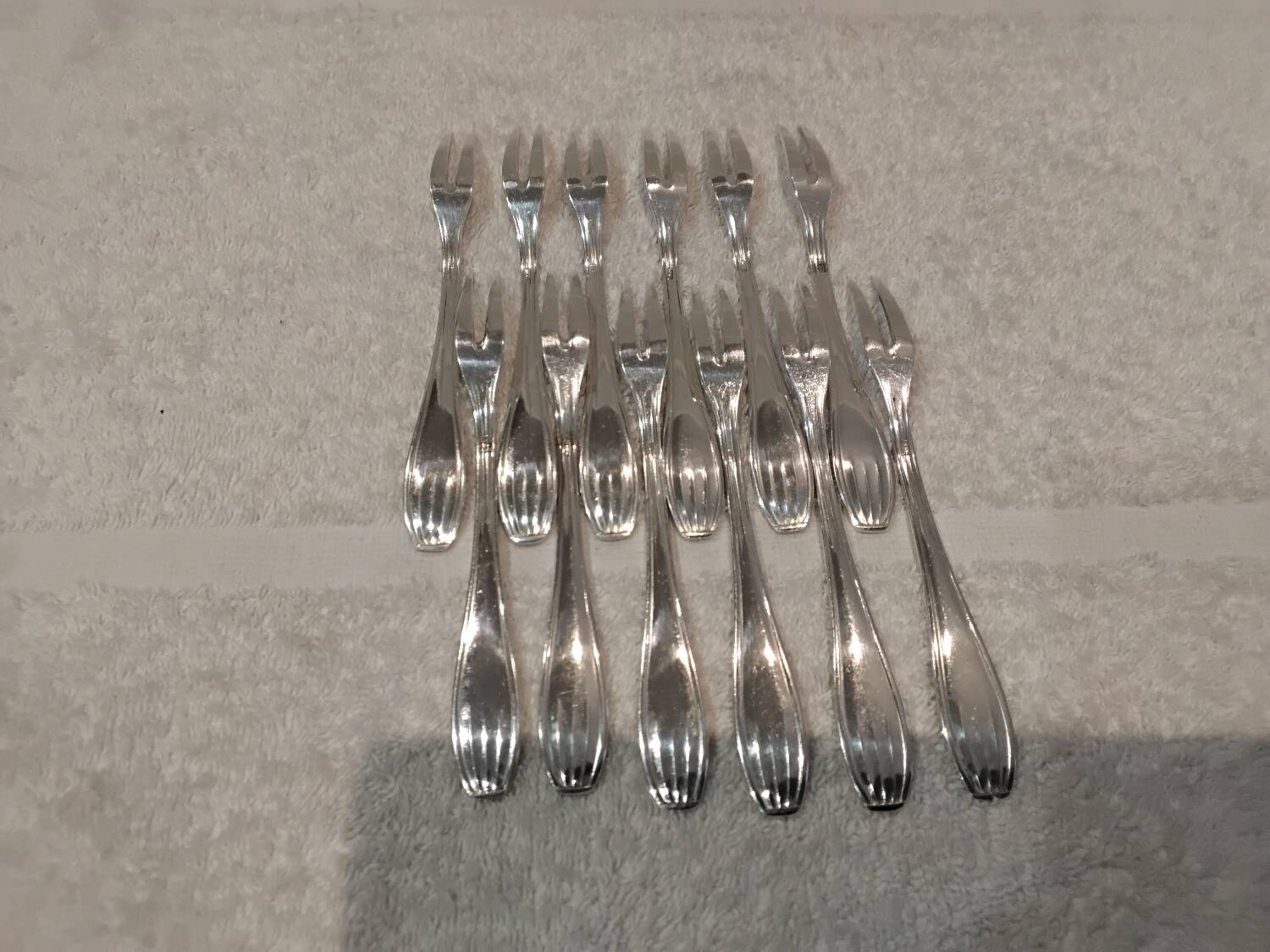12 silver-plated metal snail forks, SFAM silversmith, Art Deco style