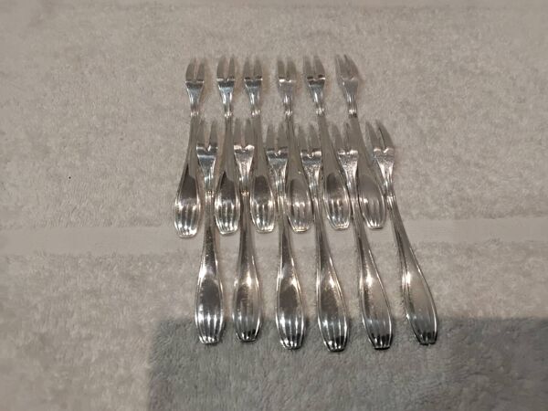 12 fourchettes à escargots métal argenté orfèvre SFAM art deco
