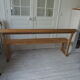 Church pew, pitchpin bed with a light oak waxed finish.