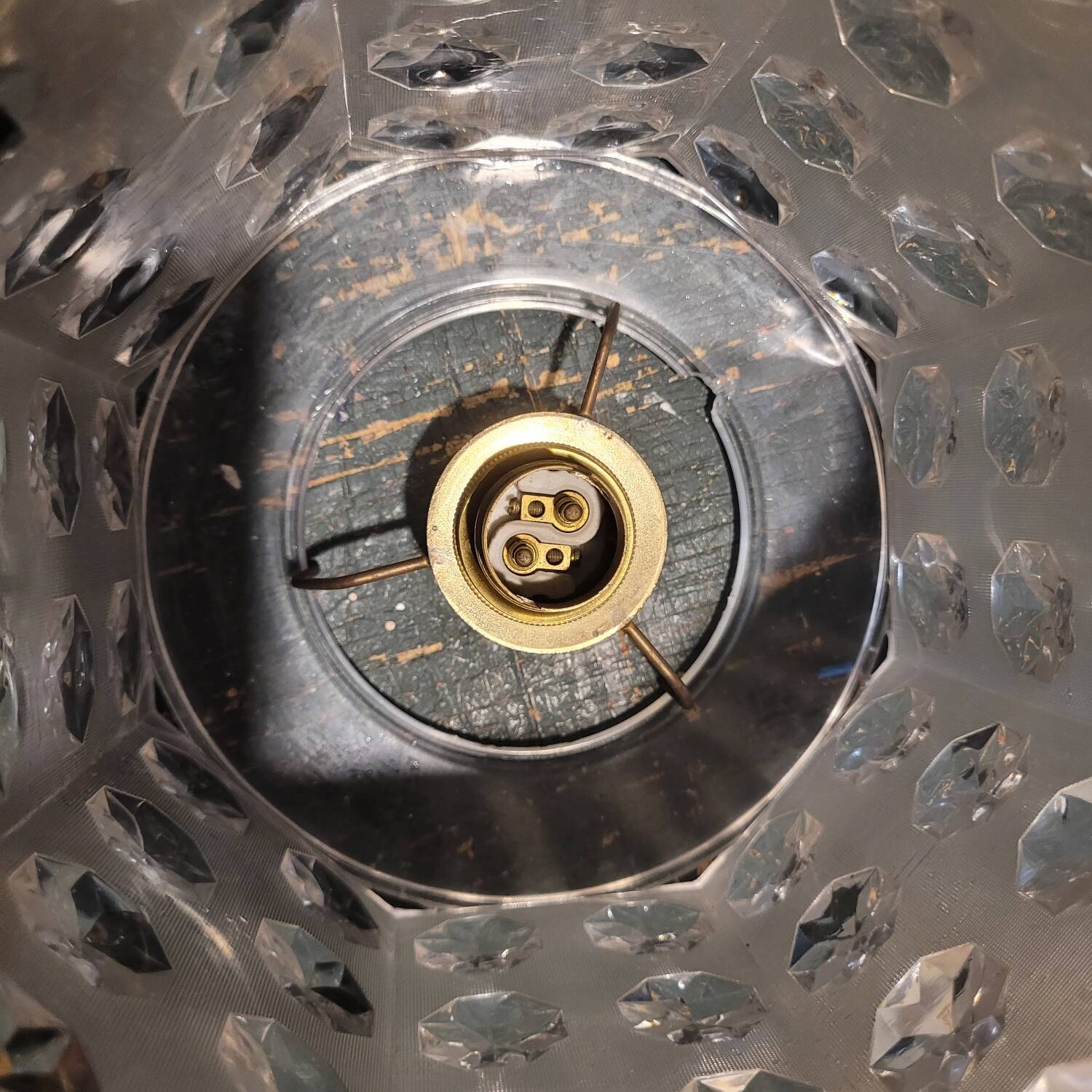 Vintage hexagonal cabochon pendant light – 70s