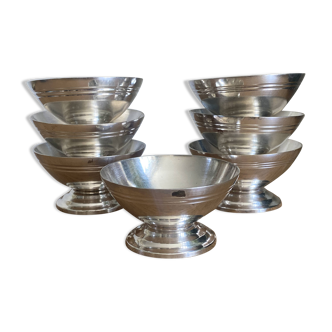 7 silver metal ice cream cups