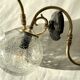 Large pair of brass swan neck wall lights with cracked glass globes LAMP-7359
