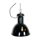 Industrial black enamel pendant light, 1930s