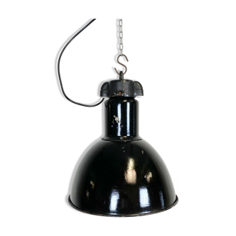 Industrial black enamel pendant light, 1930s