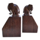 Pair of stylized elephant bookends in solid wood