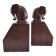 Pair of stylized elephant bookends in solid wood
