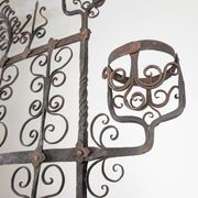 Spanish Wrought Iron Fireplace Screen Candelabra, Arts and Crafts, 1880s