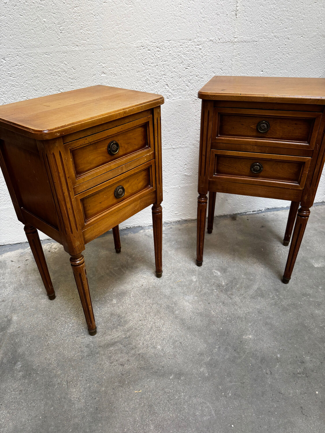 Pair of Louis XVI style bedside tables