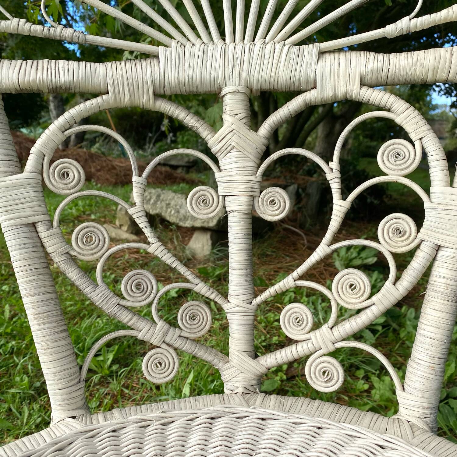 1960s peacock rattan armchair