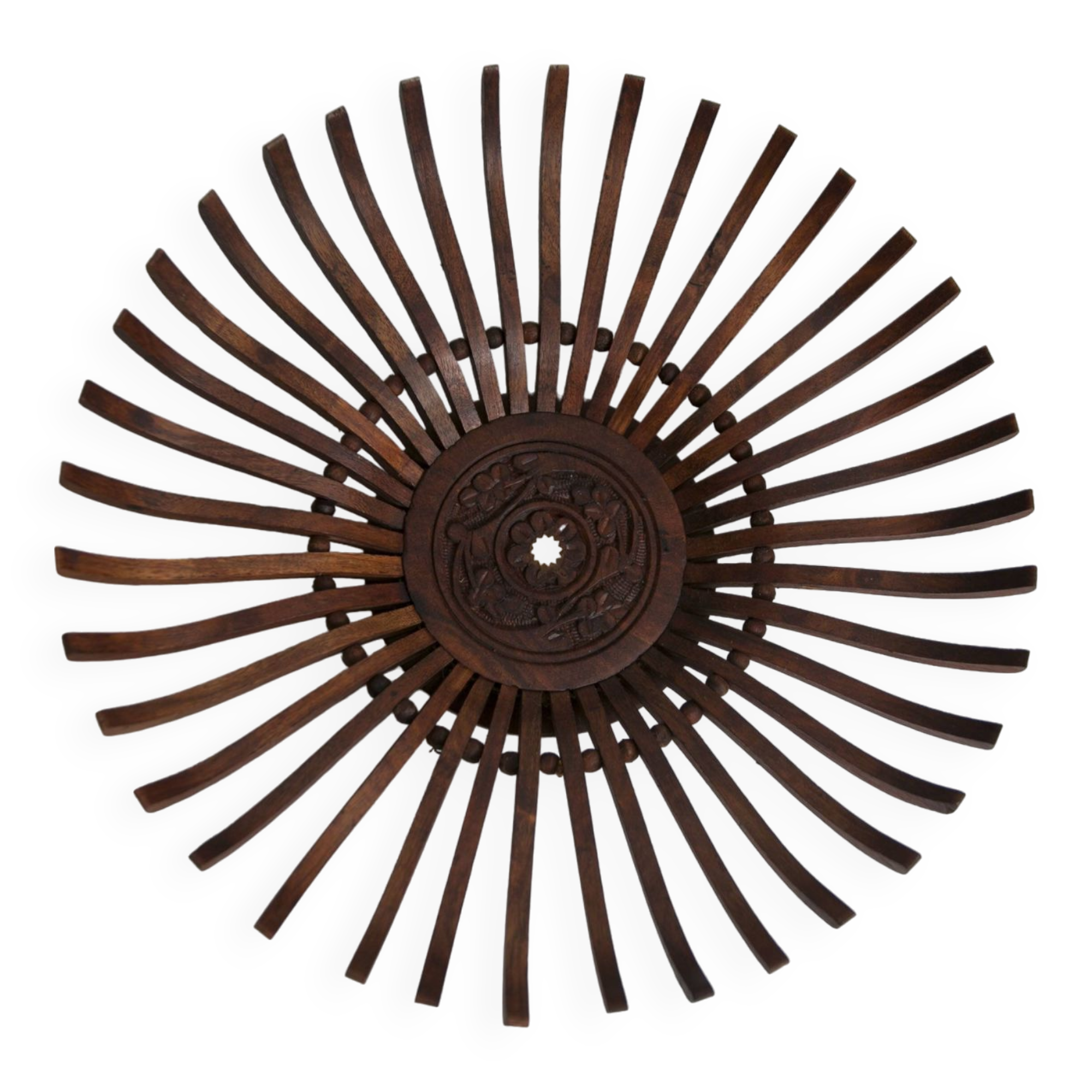 Handcrafted fruit dish 1960 solid wood unique piece