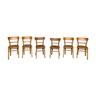Série de 6 chaises bistrot en bois