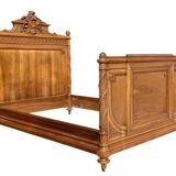 Louis XVI style walnut bed and bedside table