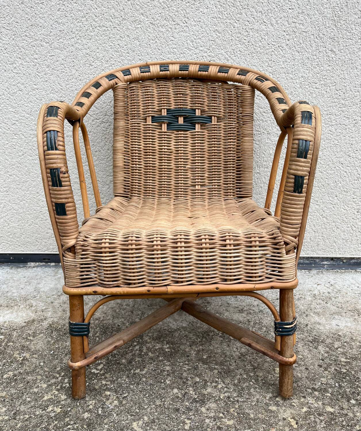 Fauteuil en rotin enfant vintage