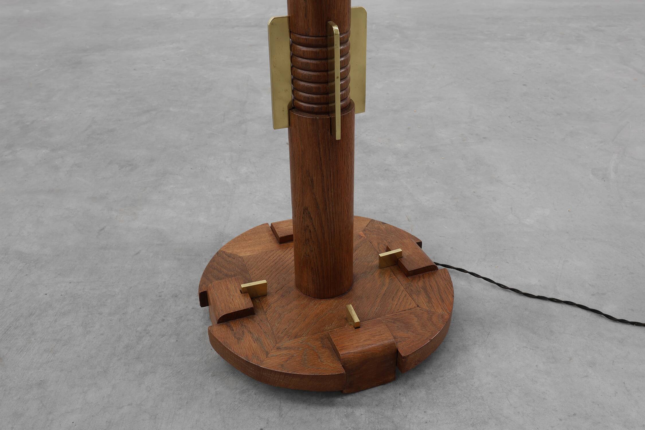 Art Deco Floor Lamp in oak and alabaster, France, ca. 1925