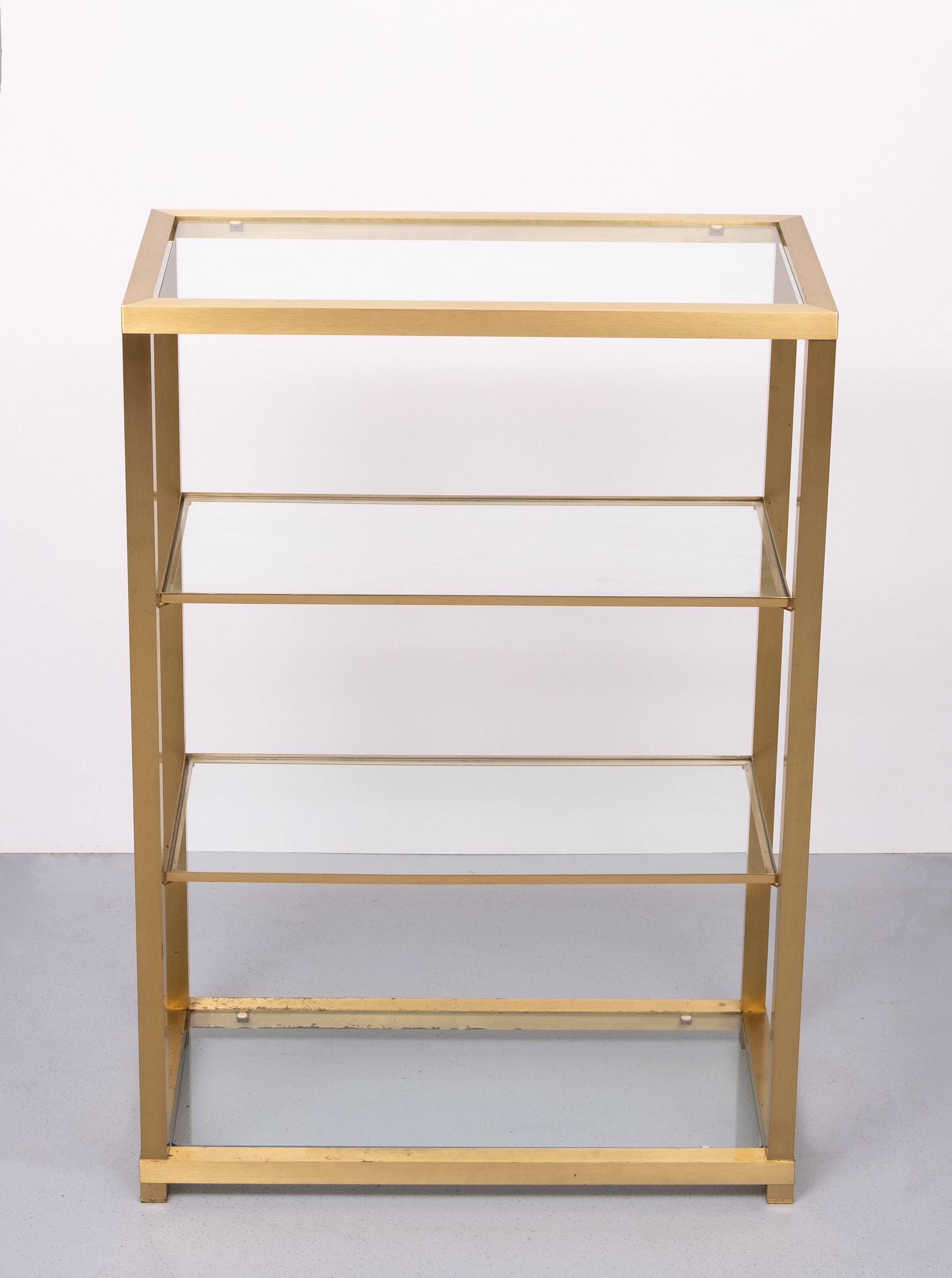 Brass and Glass Etagere or bookcase . Italy 1970s
