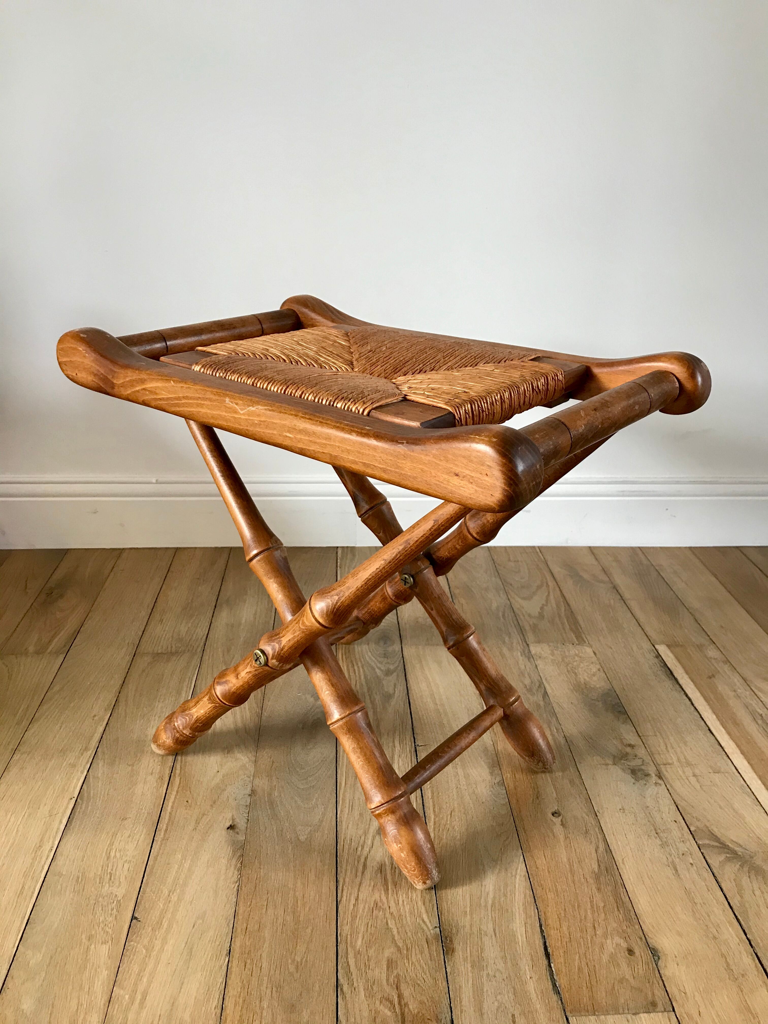 Folding stool in beech wood and mulching years 40-50