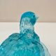 Art Deco glass duck, pressed glass turquoise, butter dish