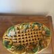 Woven fruit bowl barbotine 1950s