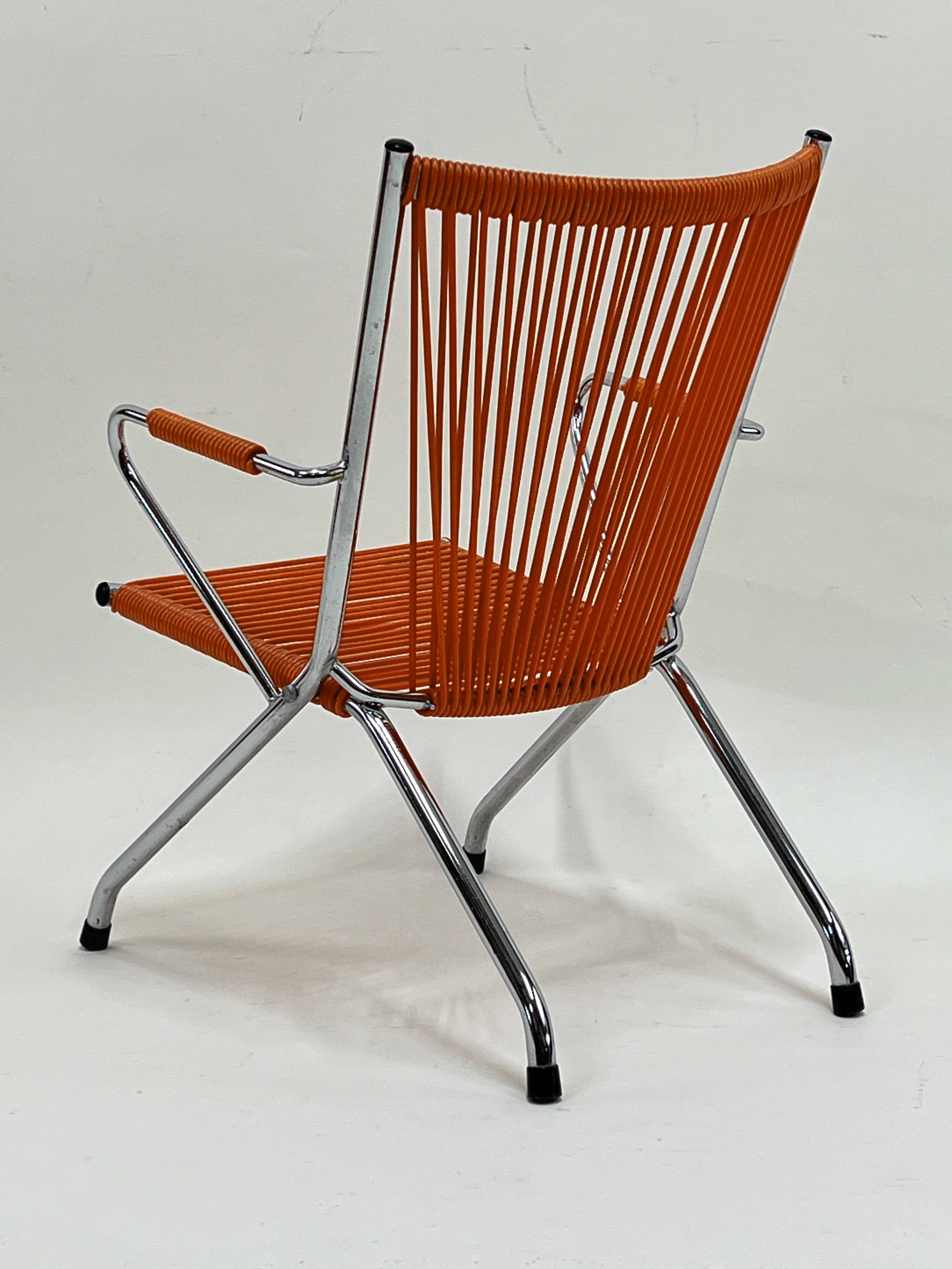 "Scoubidou" Orange Vintage 60's Folding Child's Armchair Chair