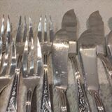 6 forks, 6 fish knives, silver-plated metal, silversmith Ercuis LXV 29