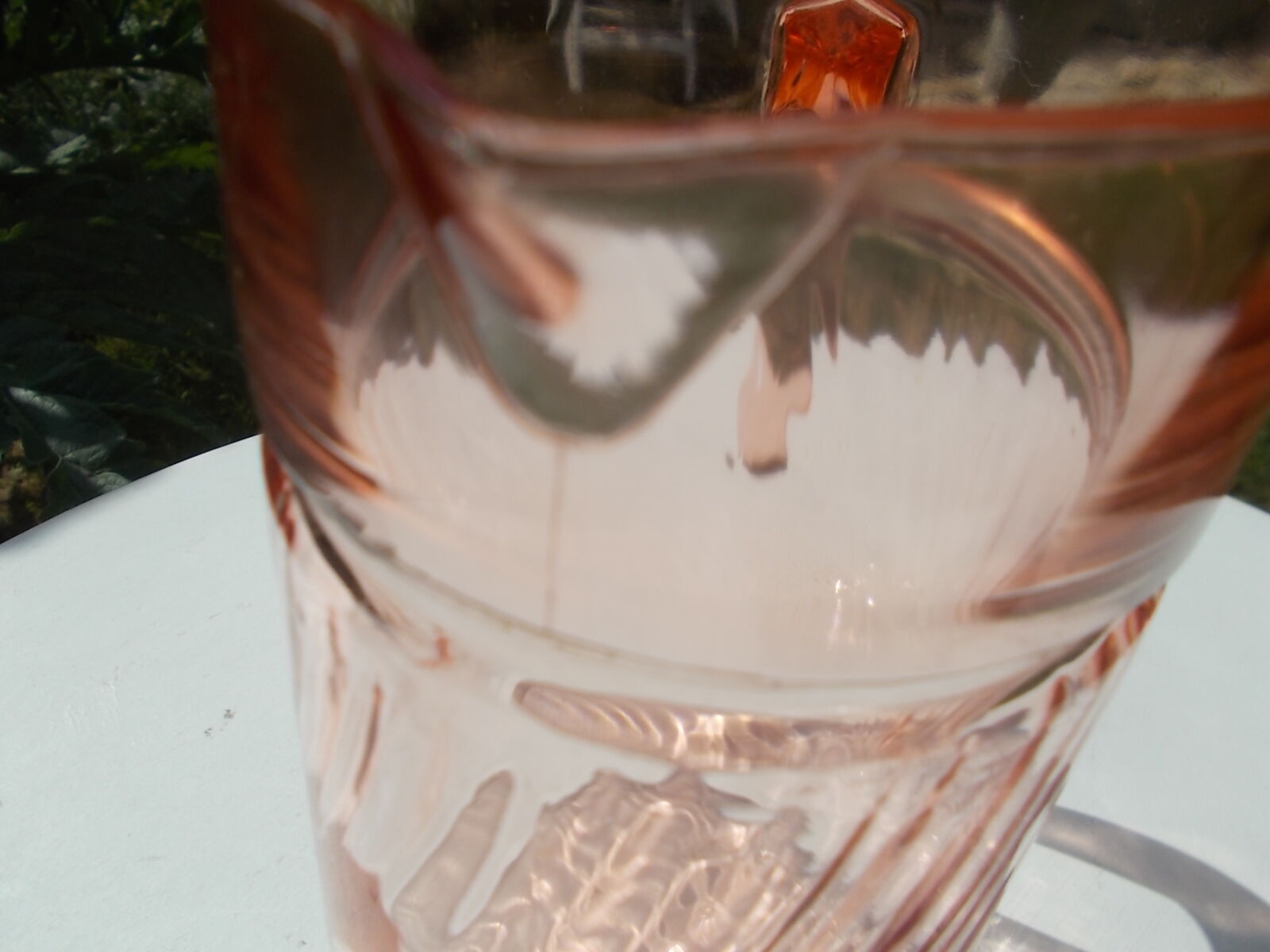 Pink glass pitcher jug