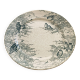 Assiette sur pied de présentation estampillée U&C Sarreguemines Neige
