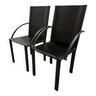 Matteo grassi paire de fauteuils coral cuir noir