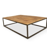 Coffee table in antique oak and iron