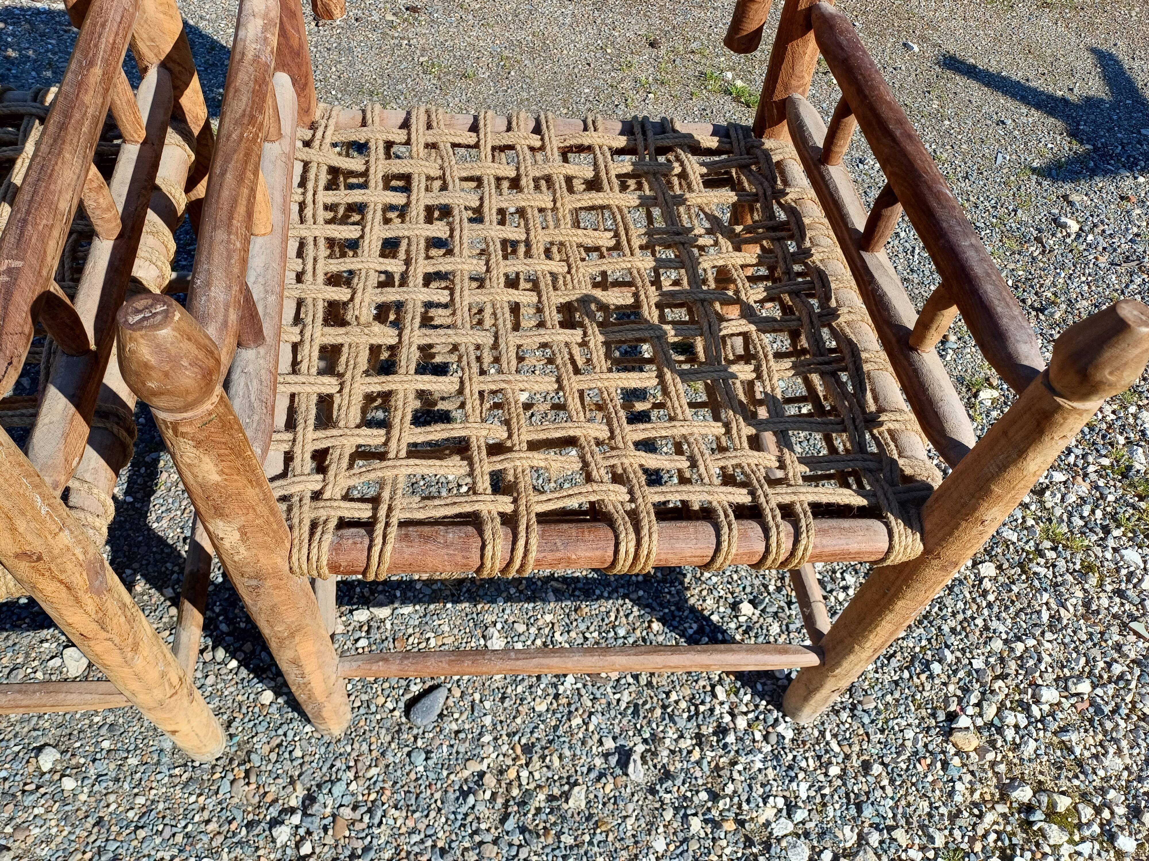 Wood and Rope Armchairs