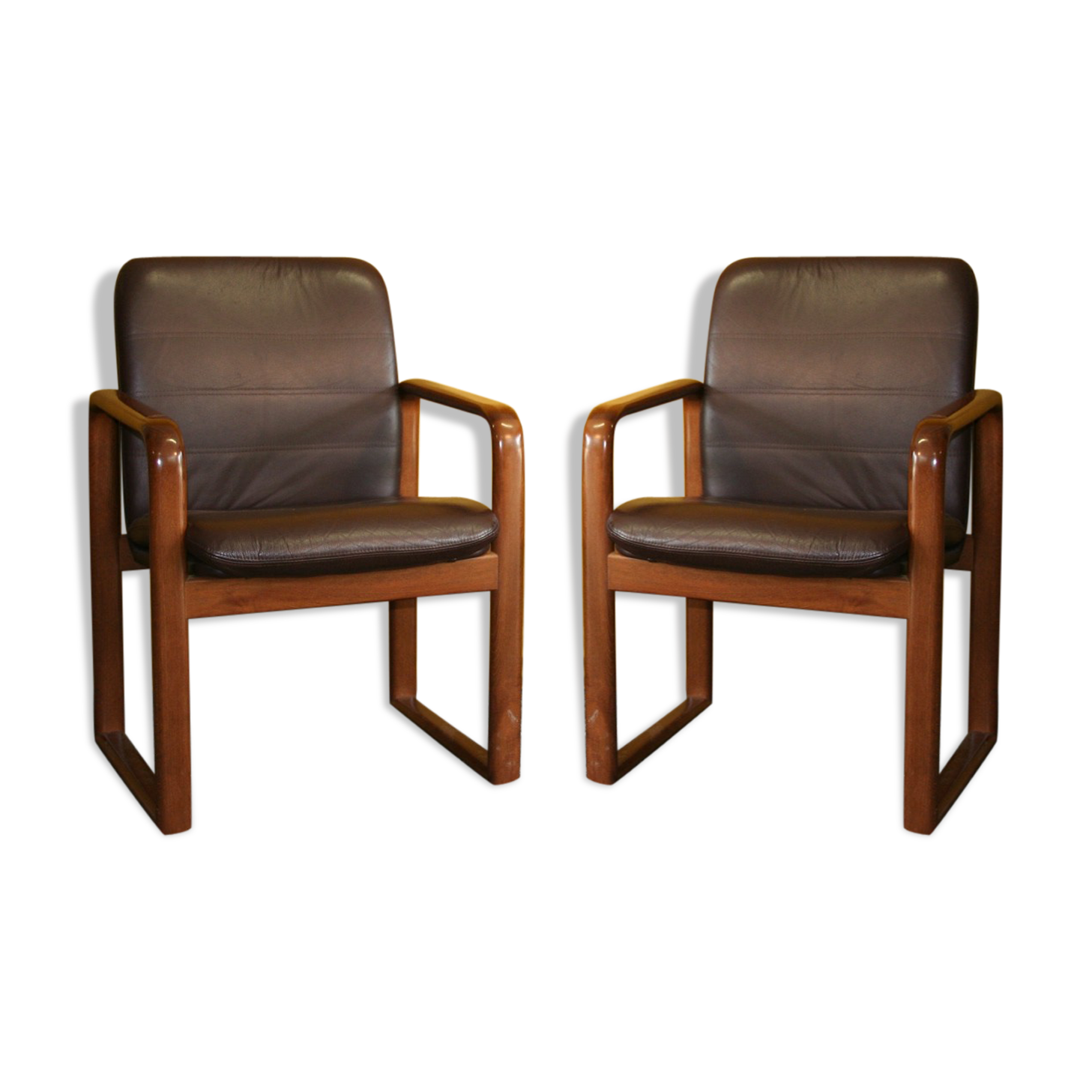 Pair of leather armchairs