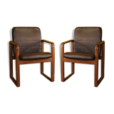 Pair of leather armchairs