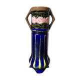 Ancien Vase Rouleau ART DECO + Anses Céramique Émaillée Vintage