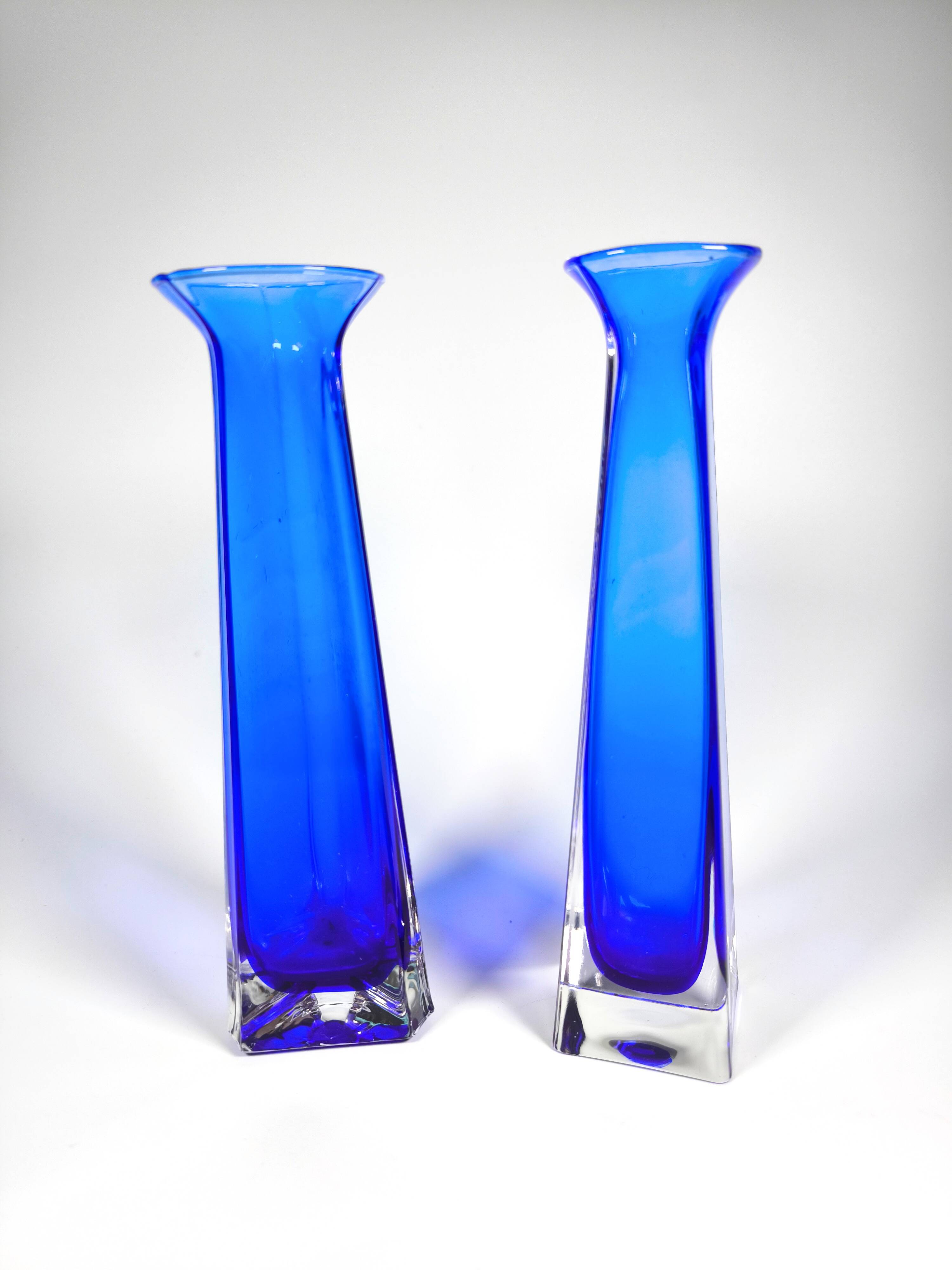 Murano Crystal Jarrones Sommerso Azul Cobalto