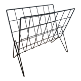 Vintage black metal wire magazine holder