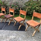 Set of 4 vintage brutalist chairs by Bram Sprij, Netherlands 1960s. in beech.