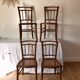 set of 4 bistro chairs in turned wood and canework stamped early 20th century