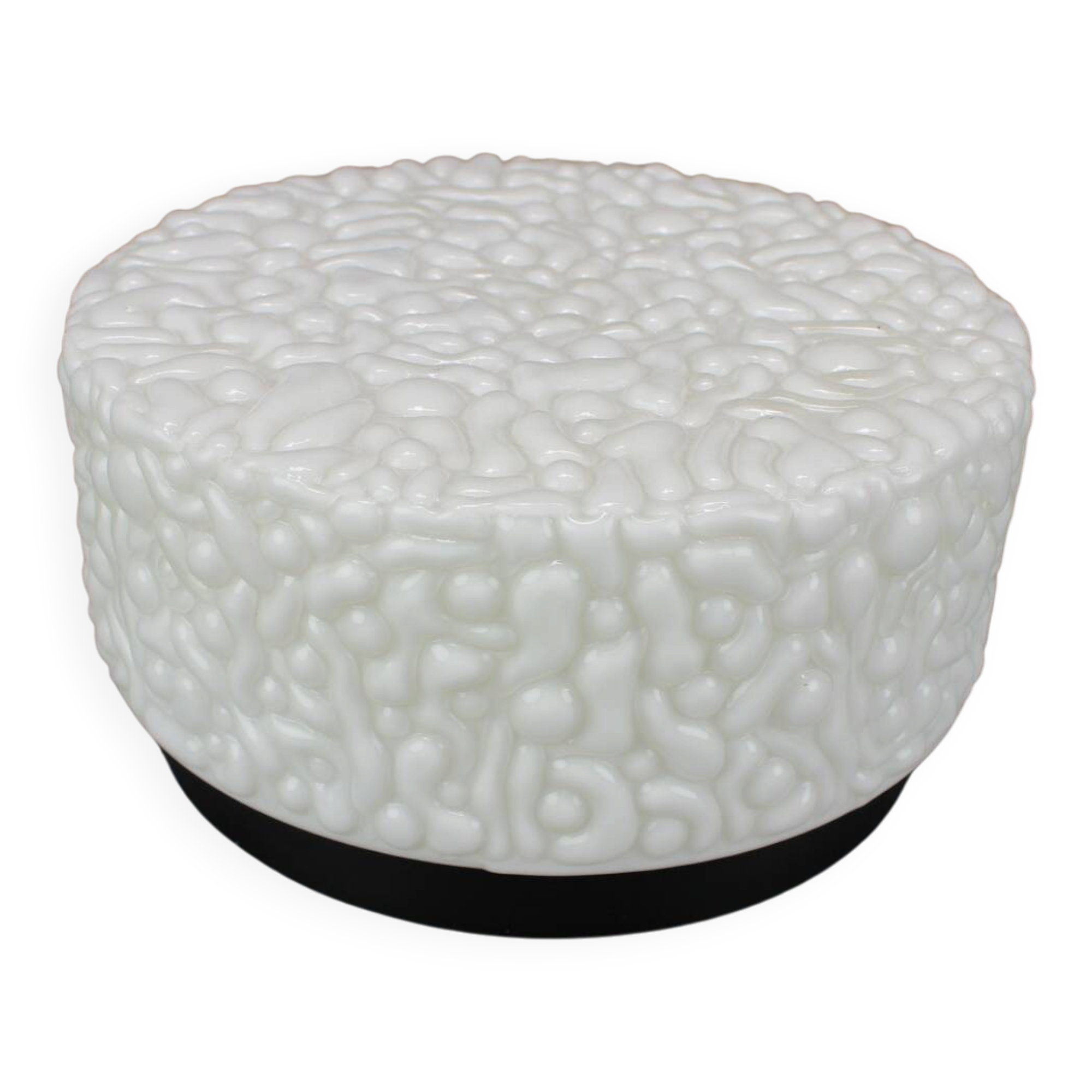 Textured milky glass ceiling light from the mid-century, Czechoslovakia, 1960s.