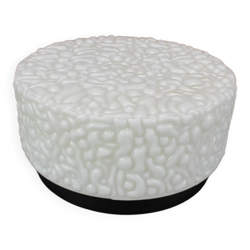 Textured milky glass ceiling light from the mid-century, Czechoslovakia, 1960s.