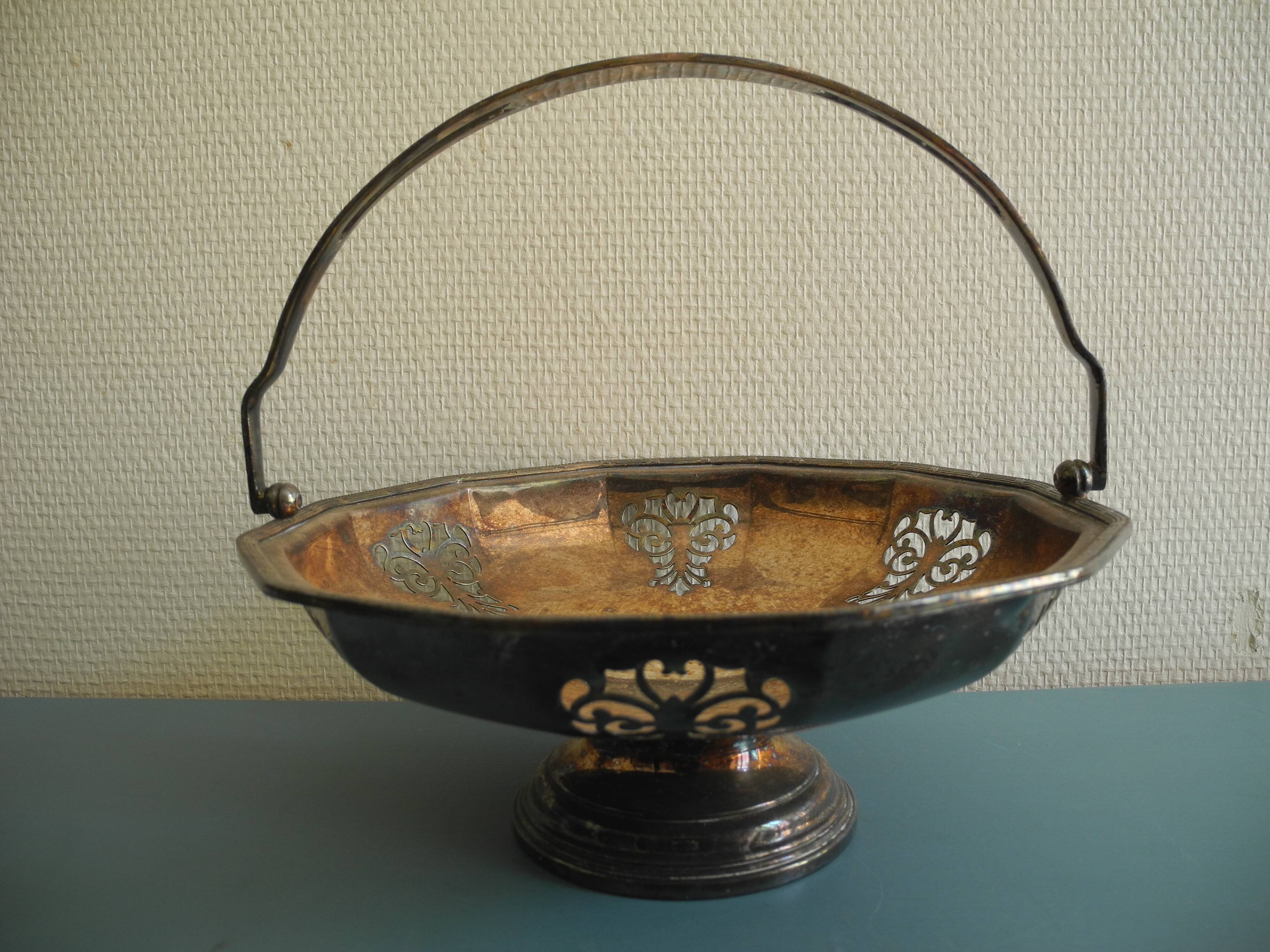 old silver metal basket cup silver metal basket