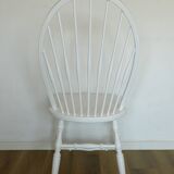 1 of 6 Vintage Wooden Dining Chair Restored Accent White Windsor Chairs