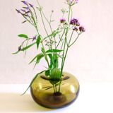 Blown glass ball vase by Claude Morin, Dieulefit France 1979