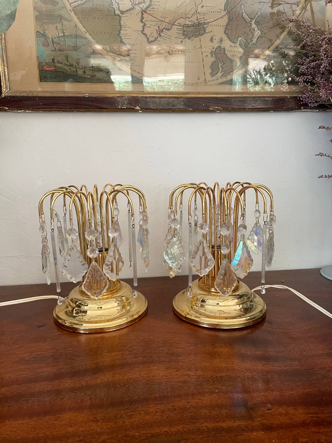 Pair of vintage gold accent lamps