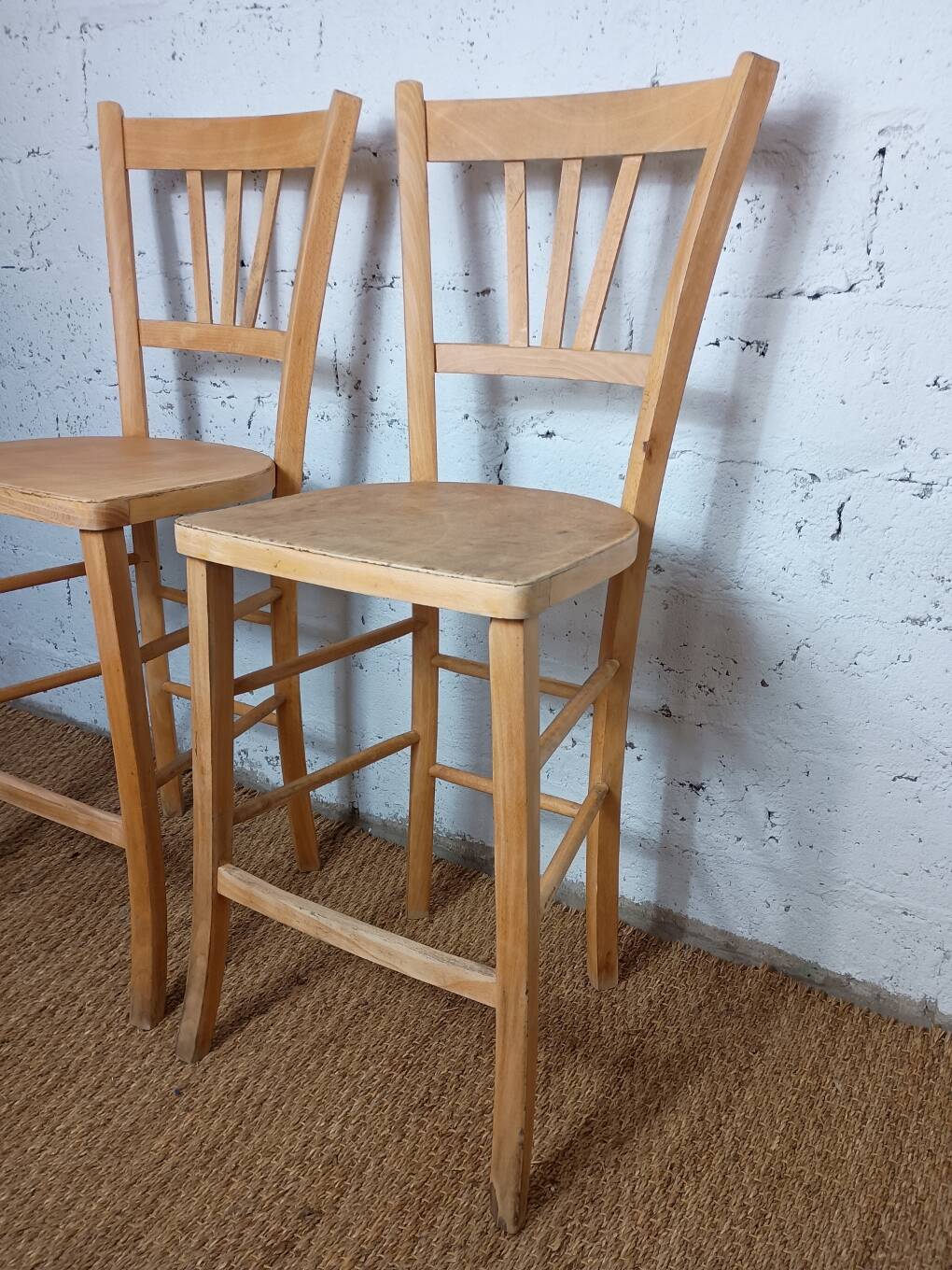 Paire de chaises bistrot hautes années 50