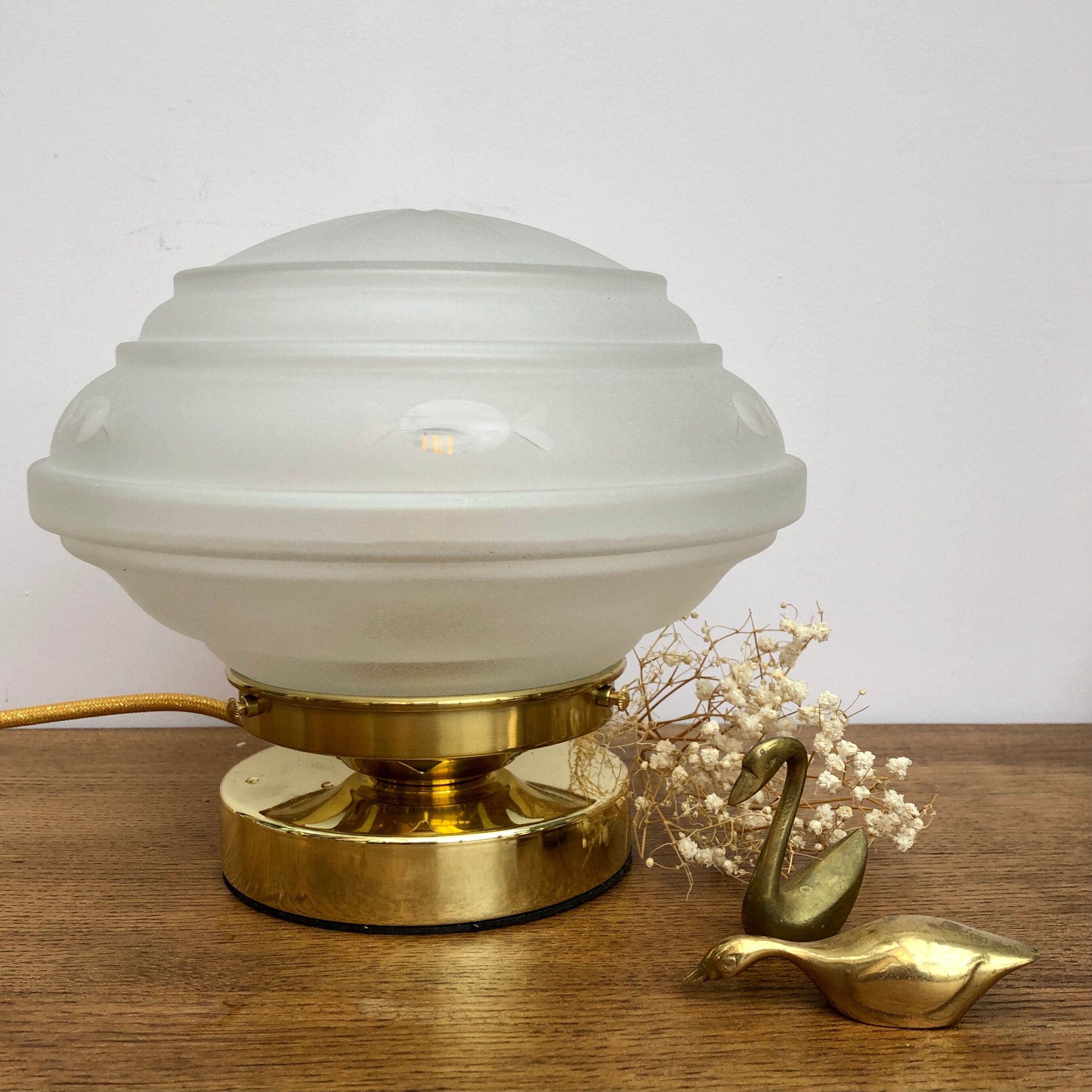 Vintage globe-deposed glass lamp