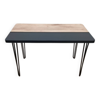 Table bureau en érable massif et bande grise