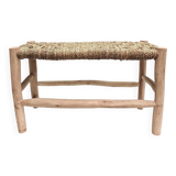 Handcrafted wooden and esparto bench - Rustic Moroccan style for your home
