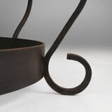 Round Coffee Table with Wrought Iron Base and Glass Top, France, 1930s