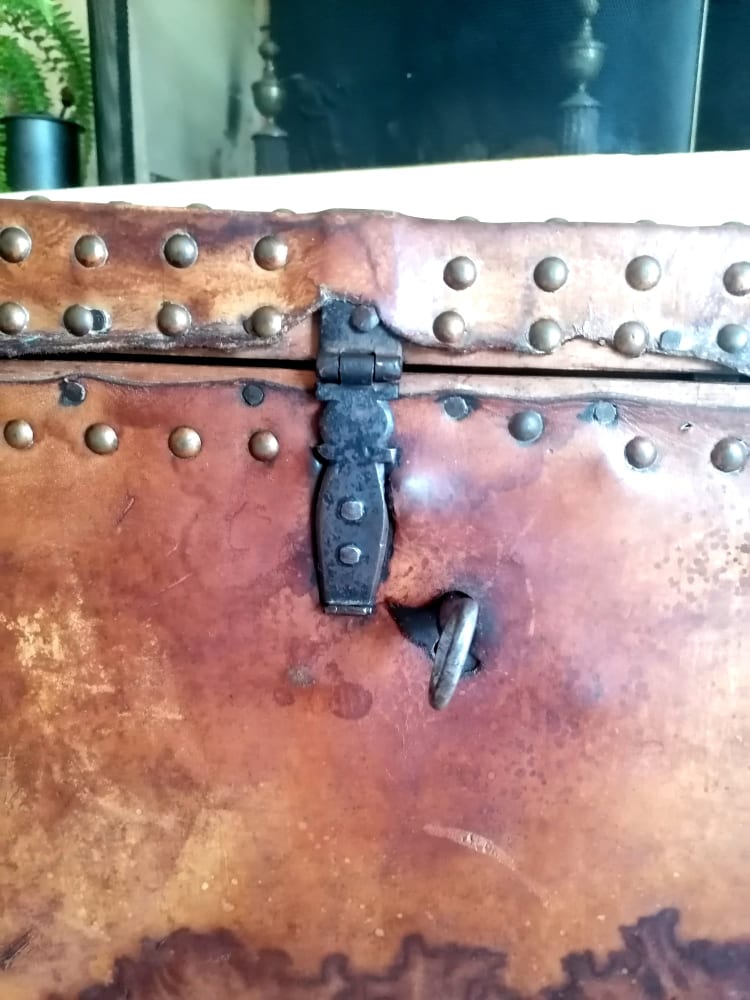 19th century leather chest